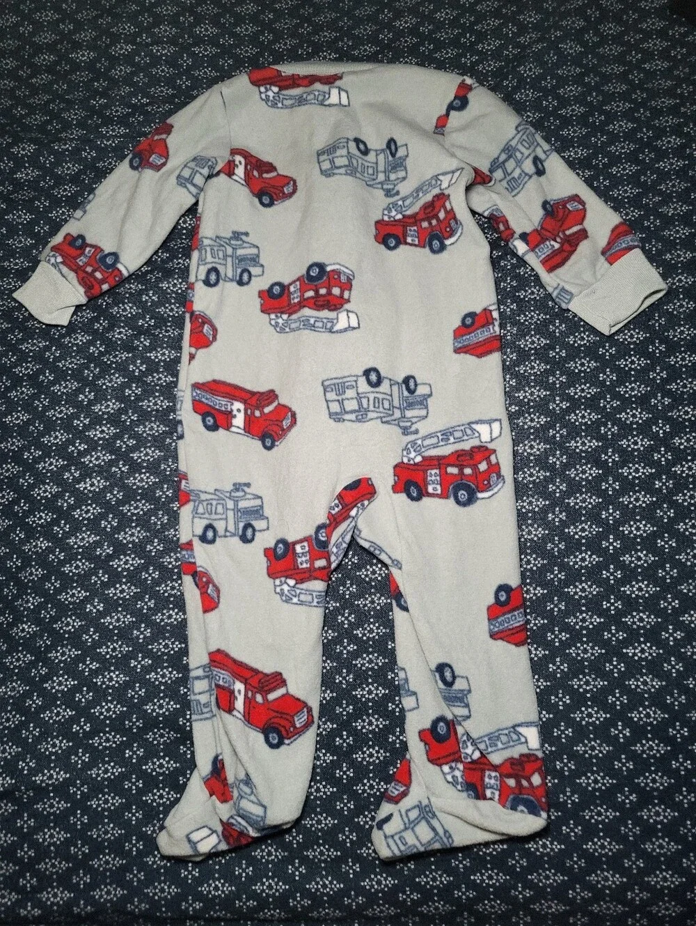 Carter's Cream Footed One-Piece with Red Fire Truck Print